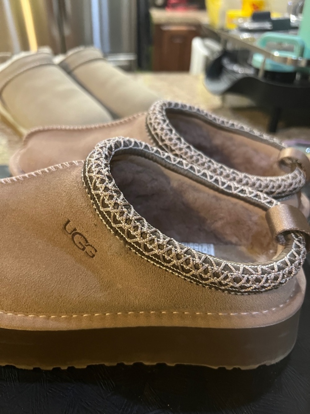 UGG Women's Slip-On Suede Clogs in Light Taupe - Picture 6 of 7
